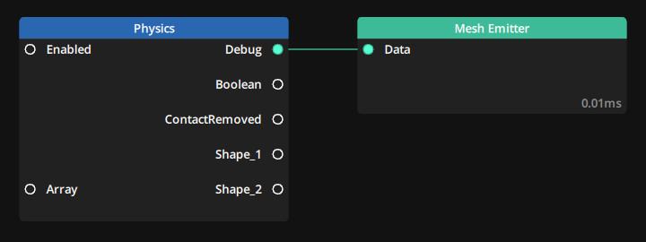 Connecting Physics node to Mesh Emitter node Connecting Physics node to Mesh Emitter node