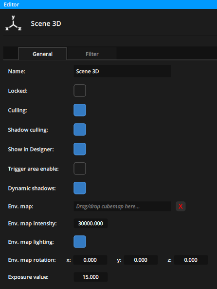 3D Scene settings 3D Scene settings