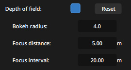 3D View settings Depth of field parameters 3D View settings Depth of field parameters