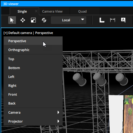 Changing the point of view in the 3D Viewer panel Changing the point of view in the 3D Viewer panel