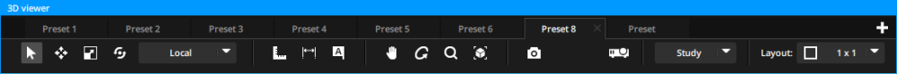 Presets in the 3D Viewer panel Presets in the 3D Viewer panel