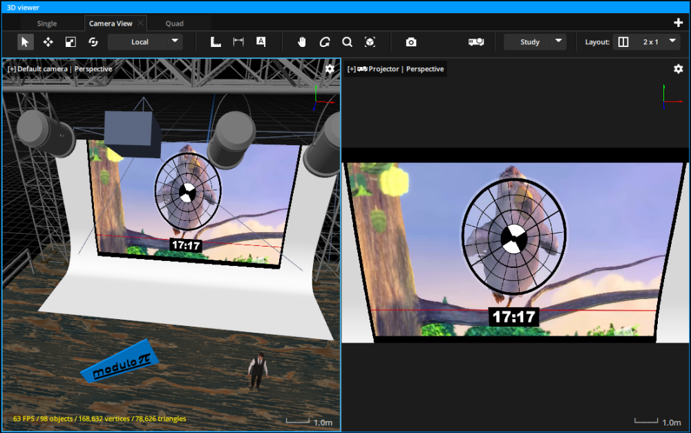 Side by side view showcasing projector and camera ratios in 3D Viewer Side by side view showcasing projector and camera ratios in 3D Viewer