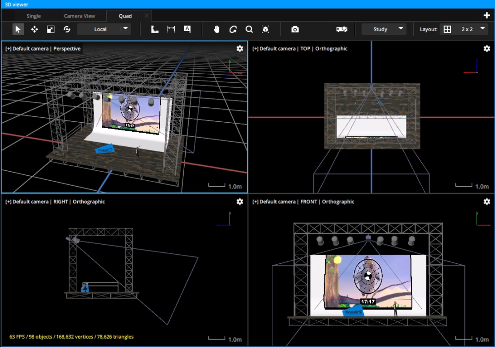 Example of quad view in 3D Viewer panel Example of quad view in 3D Viewer panel