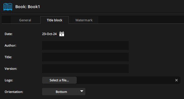 Title (footer) settings in Book Designer Title (footer) settings in Book Designer