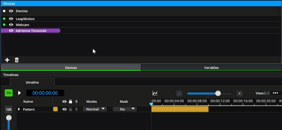 Linking a timeline's timecode to a device. Linking a timeline's timecode to a device.