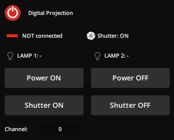 Manual controls of the Digital Projection device in the Editor panel. Manual controls of the Digital Projection device in the Editor panel.