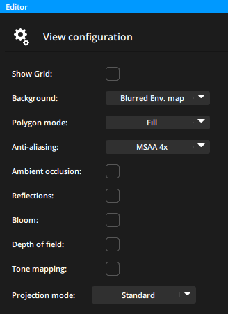 Editor panel for 3D View Settings Editor panel for 3D View Settings