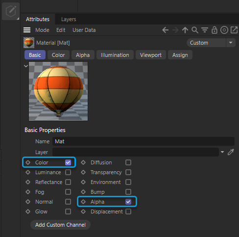 GLTF using alpha and color channels in a C4D Material GLTF using alpha and color channels in a C4D Material