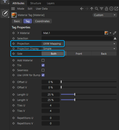 Setting the Projection mode for UV Mapping in C4D for GLTF Setting the Projection mode for UV Mapping in C4D for GLTF