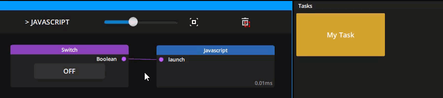 Launch a task with a javascript node Launch a task with a javascript node