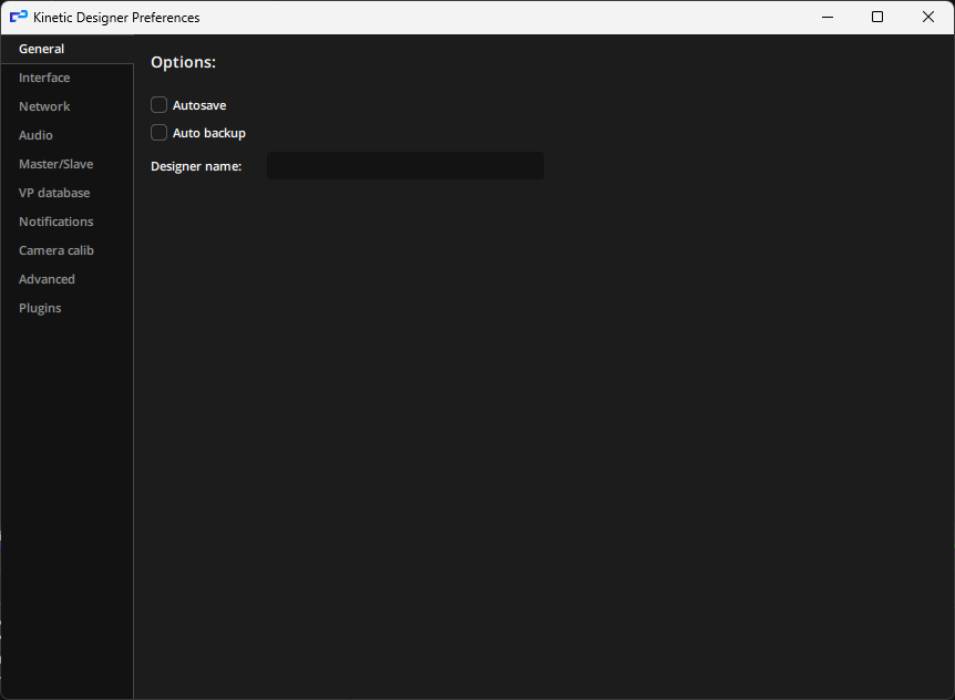 Preferences window of Kinetic Designer Preferences window of Kinetic Designer