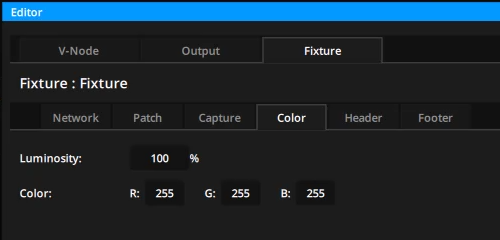 Color settings of a Fixture in a LED mapping output Color settings of a Fixture in a LED mapping output