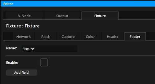 Footer settings of a Fixture in a LED mapping output Footer settings of a Fixture in a LED mapping output