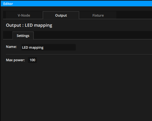 Output view in Editor panel for LED mapping output Output view in Editor panel for LED mapping output