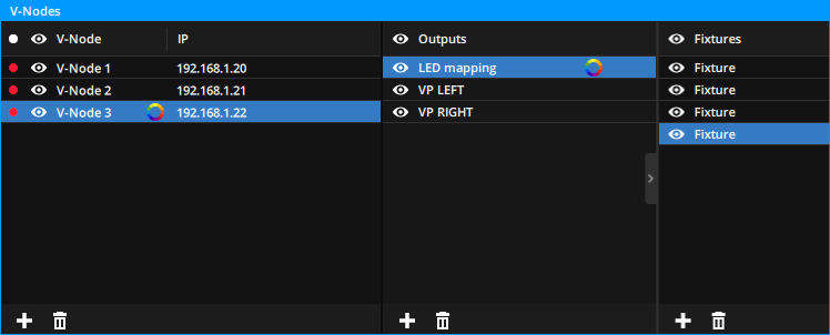 LED mapping output in the V-Nodes panel LED mapping output in the V-Nodes panel