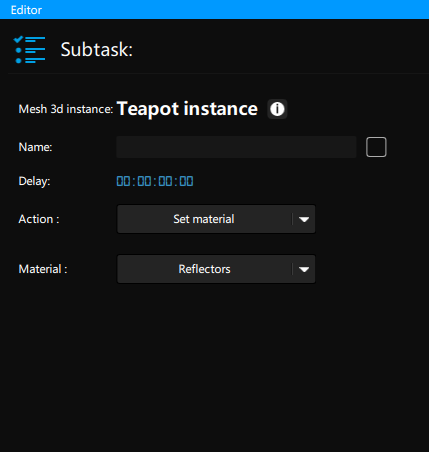 applying a material via a task