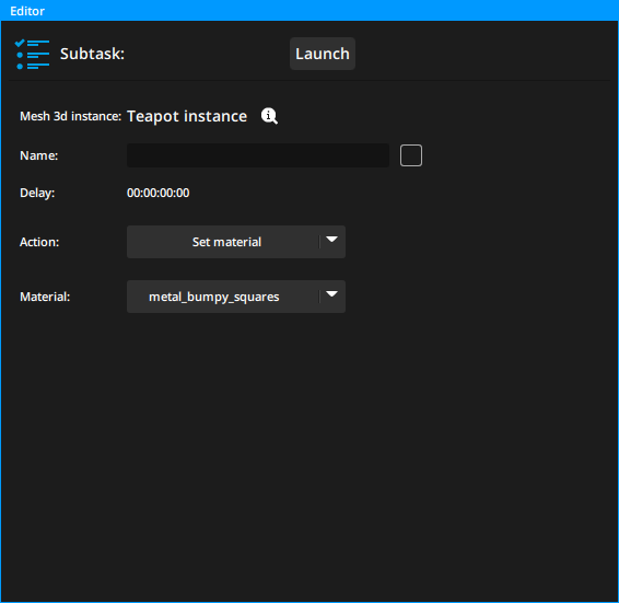 applying a material via a task