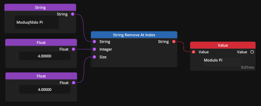 Example of String Remove At Index node removing characters from a string Example of String Remove At Index node removing characters from a string