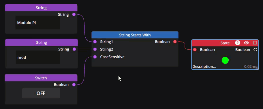 Example of Starts With node comparing two strings Example of Starts With node comparing two strings