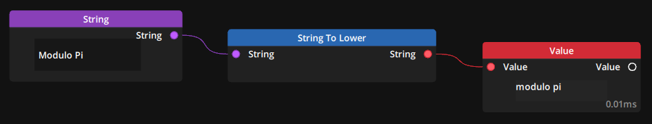 Example of String To Lower node converting all characters to lower case Example of String To Lower node converting all characters to lower case