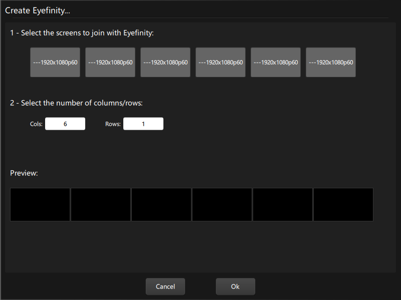 Creating an Eyefinity in the Modulo Player's settings