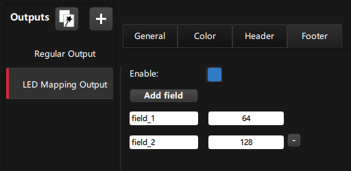 Adding a custom footer to a fixture in the LED mapping output Adding a custom footer to a fixture in the LED mapping output