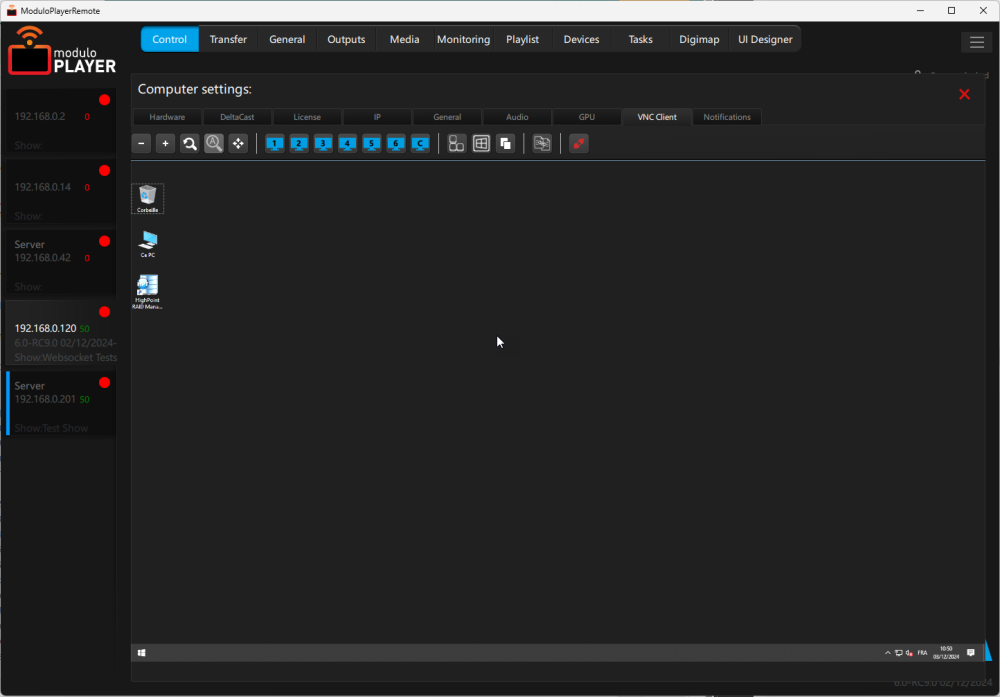VNC CLient window directly from Modulo Player Settings VNC CLient window directly from Modulo Player Settings