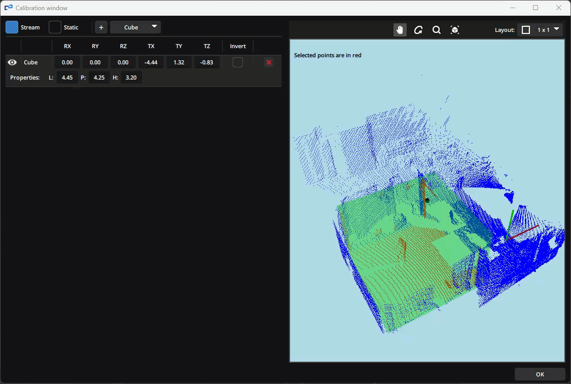 Mask mode window to restrain point cloud tracking to a given volume. Mask mode window to restrain point cloud tracking to a given volume.