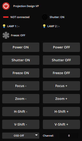 Manual controls of the Projection Design device in the Editor panel. Manual controls of the Projection Design device in the Editor panel.