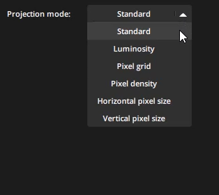 Selecting Standard Projection mode for Study Selecting Standard Projection mode for Study