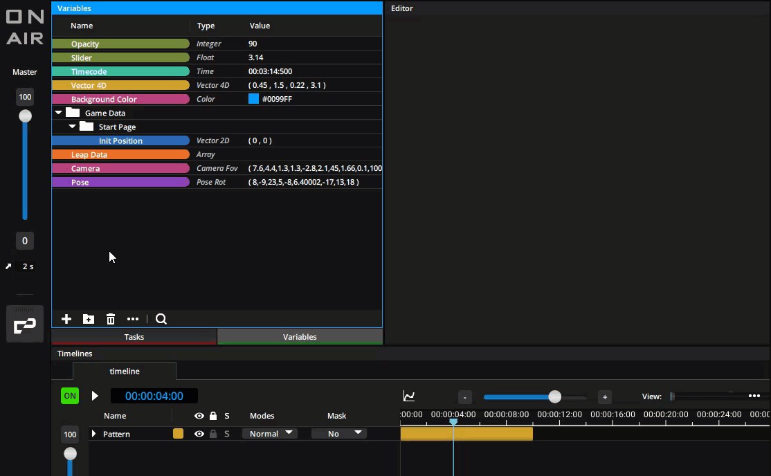 Recording a variable using the timeline. Recording a variable using the timeline.