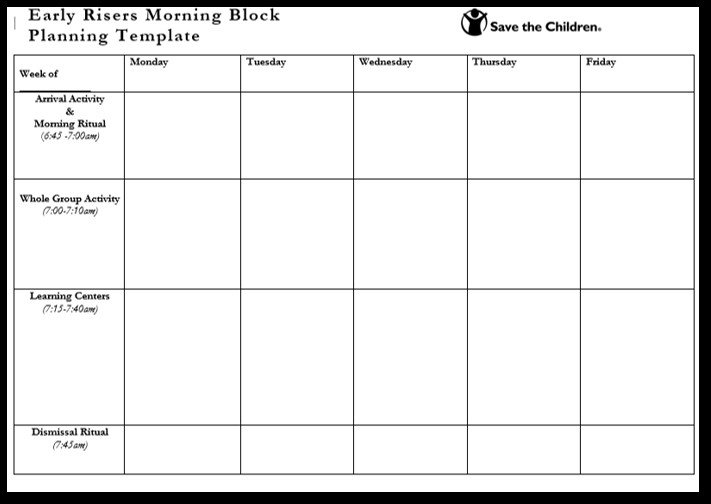 blank preschool daily schedule
