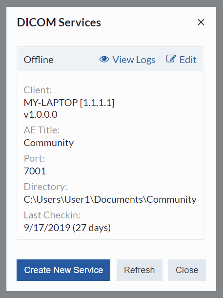 Edit and Troubleshoot DICOM Service Keystone Community User