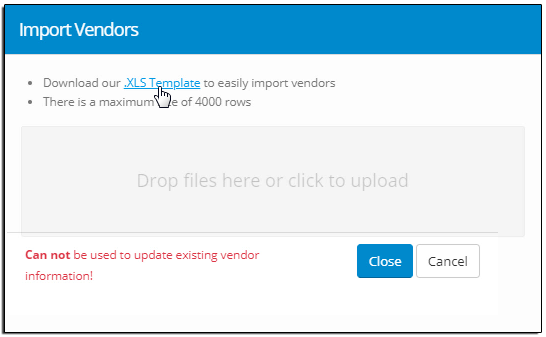 Figure 6.1-2 Import Vendor Window Figure 6.1-2 Import Vendor Window