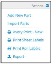 Inventory Actions Menu Inventory Actions Menu