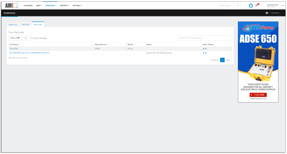 Sample Part Lists Page Sample Part Lists Page