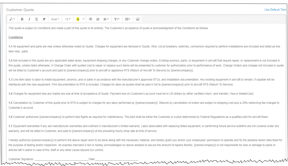 Document Footers - Aircraft Maintenance & Inventory System - Current