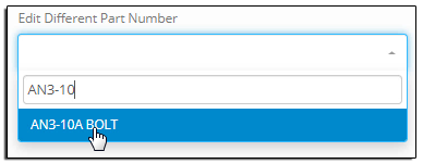 Select Part Drop Down Select Part Drop Down