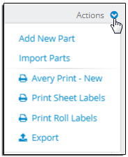 Stock List Actions Menu Stock List Actions Menu