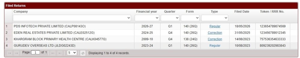 Dashboard - Returns Already Filed dashboard-returns-already-filed