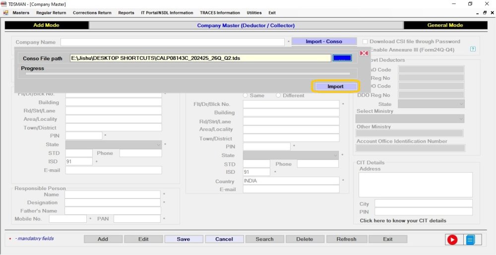 Import from Conso File