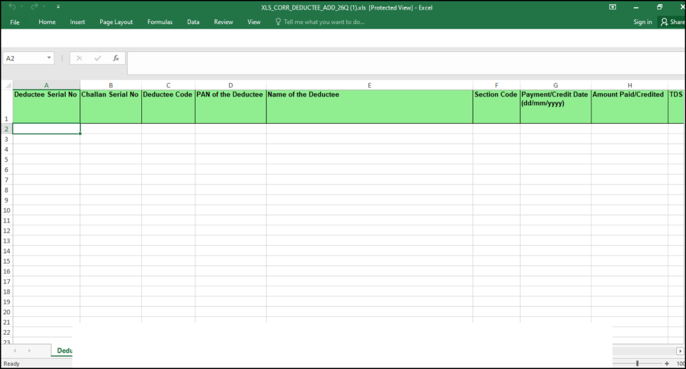 Add Deductee Via Excel - The Blankl Excel Format