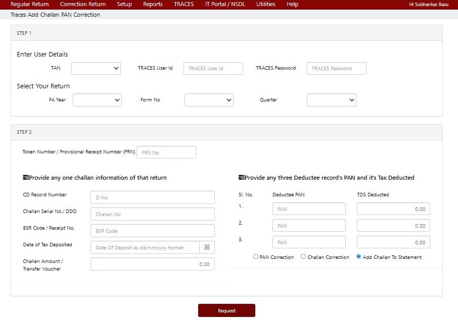 Add Challan to Statement 2
