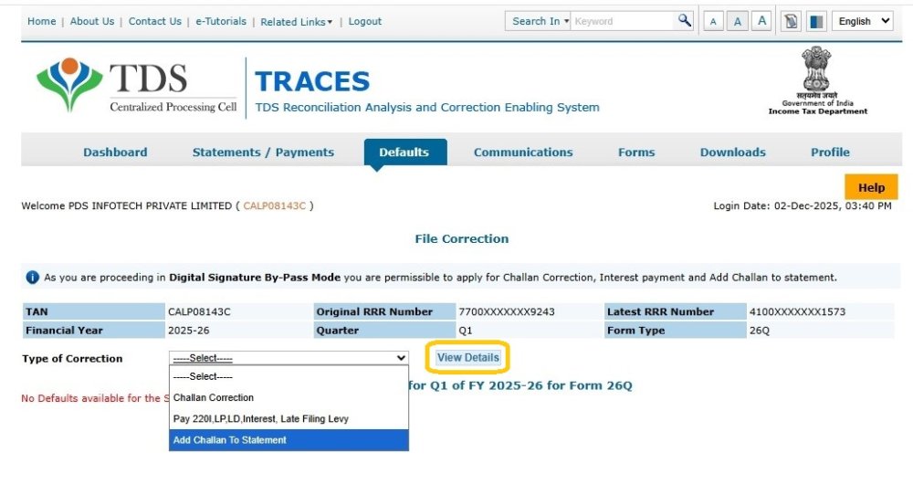 Add Challan to Statement 6