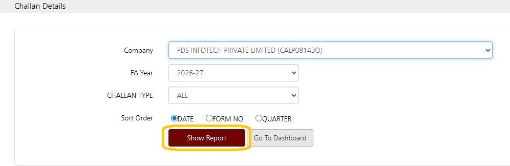 Challan Detail - Show report