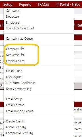 Company List/Deductee List/Employee List