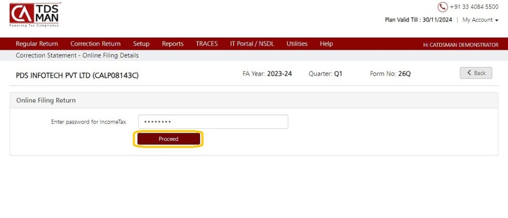 Online Filling of Return