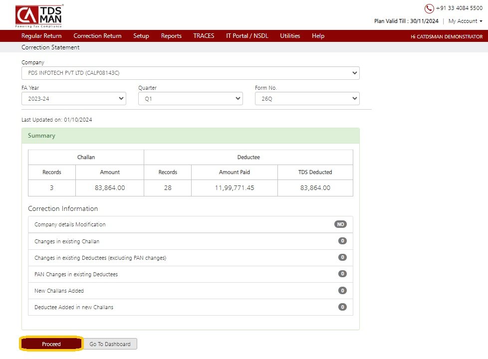 Correction Statement