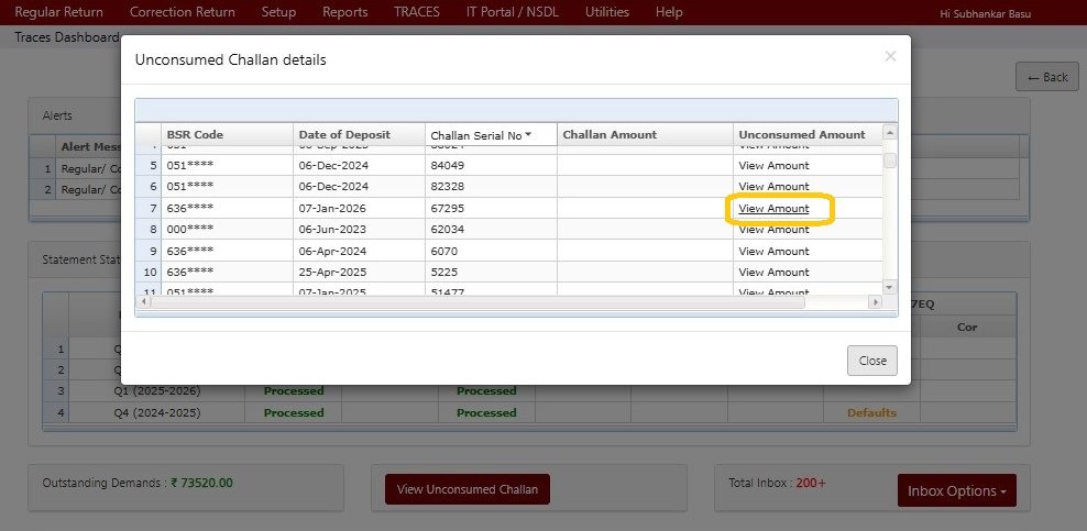 Unconsumed Challan 1
