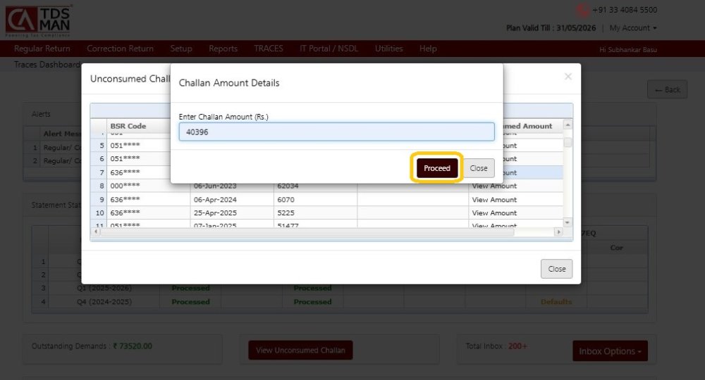 Unconsumed Challan 2